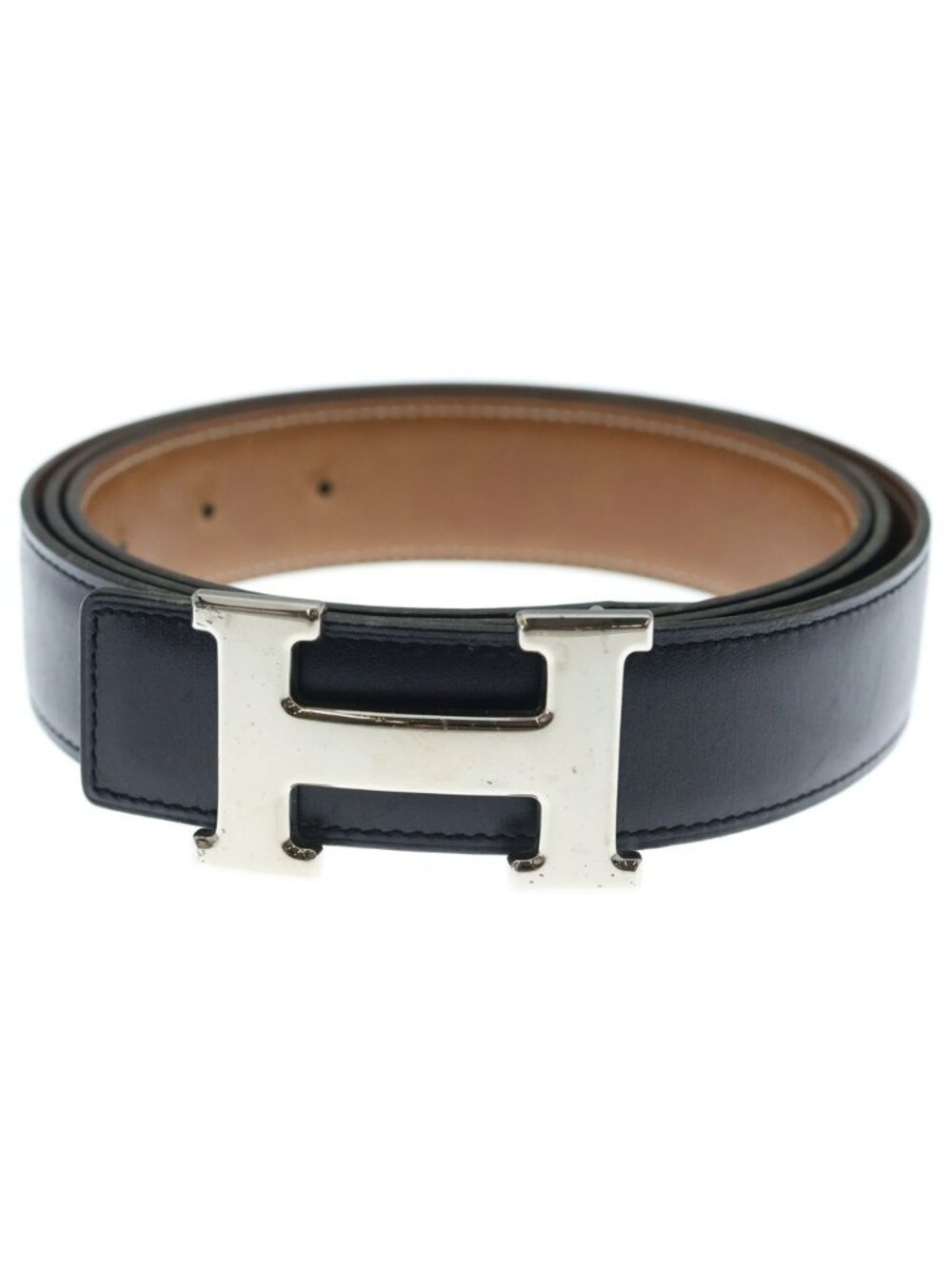 Hermes Constance Belt H Buckle Silver Black Brown